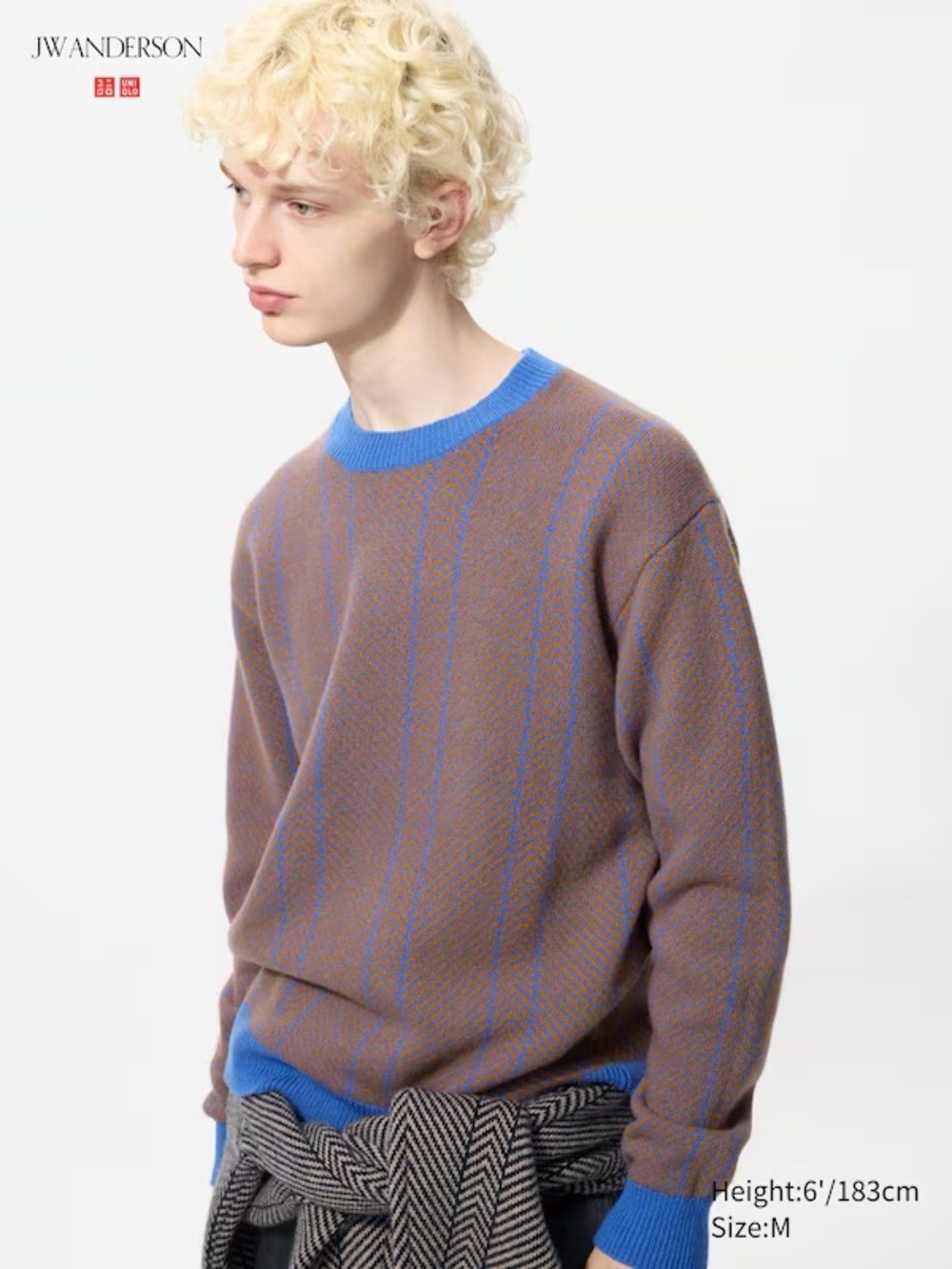 JW ANDERSON x UNIQLO FW25 Unisex Blue Orange Crewneck Wool Sweater Blue Trim, M